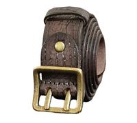 AGUTALITHIC Herren Vintage Prägung Gürtel 38mm Breit Doppeldorn Männer Guertel Doppel ösen Antik Beiläufige Ledergürtel Für Jeans, Lässige Shorts, Overalls, Hosen(115cm/45, Coffee)