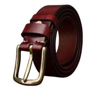 AGUTALITHIC Ledergürtel Herren Damen 5mm Dicke 3.8cm Breit Antik Beiläufige Gürtel Vollledergürtel Jeansgürtel Messing Gold Metall Dorn-schließe Gürtelschließe (110cm/43, Reddish Brown)