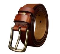 AGUTALITHIC Ledergürtel Herren Damen 5mm Dicke 3.8cm Breit Antik Beiläufige Gürtel Vollledergürtel Jeansgürtel Messing Gold Metall Dorn-schließe Gürtelschließe (110cm/43, Brown)