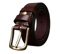 AGUTALITHIC Ledergürtel Herren Damen 5mm Dicke 3.8cm Breit Antik Beiläufige Gürtel Vollledergürtel Jeansgürtel Messing Gold Metall Dorn-schließe Gürtelschließe (105cm/41, Coffee)