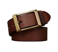 AGUTALITHIC Massive Messingschnalle Mit Dornschließe Antik Beiläufige Gürtel 5mm Dick, Vollnarbenleder Handgemachter Vintage Ledergürtel Für Männer Und Frauen(110cm/43, Coffee)