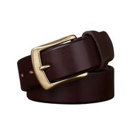 AGUTALITHIC Massive Messingschnalle Mit Dornschließe Gürtel 4.5mm Dick, Vollnarbenleder Handgemachter Vintage Ledergürtel Für Männer Und Frauen(115cm/45, Coffee)