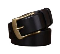 AGUTALITHIC Massive Messingschnalle Mit Dornschließe Gürtel 4.5mm Dick, Vollnarbenleder Handgemachter Vintage Ledergürtel Für Männer Und Frauen(125cm/49, Black)