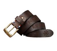 AGUTALITHIC Massive Messingschnalle Mit Einem Zacken Gürtel 4.5mm Dick, Vollnarbenleder Handgemachter Schnitzen Western Vintage Ornamente Ledergürtel Für Männer Und Frauen(110cm/43, Coffee)