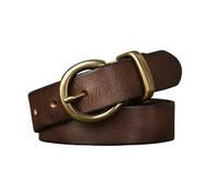 AGUTALITHIC Massive Messingschnalle Mit Runden Dornschließe Dünner Gürtel 2,8 cm Breite, Vollnarbenleder Handgemachter Vintage Ledergürtel(105cm/41, Coffee)