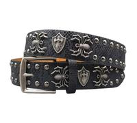 AGUTALITHIC Nietengürtel Gürtel Mit Spinne Und Rundnieten Im Punk Goth Style,Glänzendes Ledergürtel Für Damen Und Herren Gothic Kleidung Zubehör(105cm/41, Black)