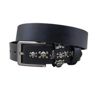 AGUTALITHIC Nietengürtel Leder Metall Totenkopf und Kreuzknochen Punk Rock Ledergürtel für Damen/Herren Gotischer Gürtel Zubehör für Jeanshosen(125cm/49, Black)