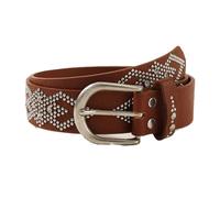 AGUTALITHIC Punkrock Nietengürtel Metall Silber Strassbesetzt Gürtel Aus PU-Leder Runde Nieten in Rautenform Taillengürtel Riemen(105cm/41, Brown)