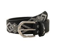 AGUTALITHIC Punkrock Nietengürtel Metall Silber Strassbesetzt Gürtel Aus PU-Leder Runde Nieten in Rautenform Taillengürtel Riemen(105cm/41, Black)