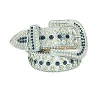 AGUTALITHIC Strassbesetzter Gürtel Für Herren Und Damen Western Cowboy Cowgirl Lederband Glitzernden Pailletten Taillengürtel Mit Kristallen Und Diamanten(110cm/43, Silver)