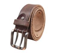 AGUTALITHIC Vintage Gürtel Herren Mit Doppeldorn Schließe Antik Beiläufige Ledergürtel Mit Doppel-Loch Jeansgürtel Kürzbar Für Männer Jeans Anzug(105cm/41, Coffee)