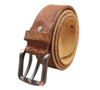 AGUTALITHIC Vintage Gürtel Herren Mit Doppeldorn Schließe Antik Beiläufige Ledergürtel Mit Doppel-Loch Jeansgürtel Kürzbar Für Männer Jeans Anzug(130cm/51, Brown)