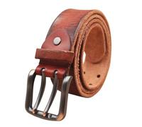 AGUTALITHIC Vintage Gürtel Herren Mit Doppeldorn Schließe Antik Beiläufige Ledergürtel Mit Doppel-Loch Jeansgürtel Kürzbar Für Männer Jeans Anzug(110cm/43, Reddish Brown)