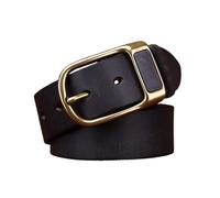 AGUTALITHIC Vintage Strapazierfähiger Gürtel Mit Robuster Schnalle Aus Massivem Messing Handgefertigter Riemen Aus Vollnarbenleder 3,8cm Breit Herren Bekleidungs Accessoire(110cm/43, Black)