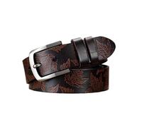 AGUTALITHIC Vintage Western Ahorn Blumen Geprägter Gürtel Für Damen Und Herren Dornschnalle 3,8cm Breit Echtes Rindsleder Ledergürtel(115cm/45, Coffee)