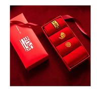 AGYH Strümpfe Chinesisches Neujahr Rote Socken for Männer Frauen, Chinesische Gestickte Sportsocken, Frühlingsfest Glück Glückssocken Mit Geschenkbox, 4 Paare (Color : Red, Size : 39-44)