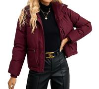 AGYMNX Winterjacke Damen kurz Warm Gefttert Wattierte Jacke Female Steppjacke Damen Mantel Ski-Jacken bergangsjacke Softshell Jacke Winter Elegant Winterparka mit Taschen Kirschtomate rot L