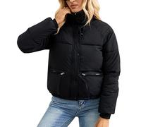 AGYMNX Winterjacke Damen kurz Warm Gefttert Wattierte Jacke Female Steppjacke Damen Mantel Ski-Jacken bergangsjacke Softshell Jacke Winter Elegant Winterparka mit Taschen schwarz L