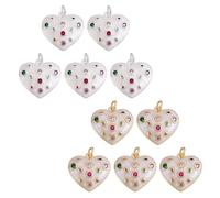 AHANDMAKER 10 Stück 2 Farben Messingherzanhänger Herzanhänger Mit Mikropavé Zirkonia Und Weißer Emaille Liebes Anhänger Zum Schmuckbasteln Für Halsketten Und Armbänder