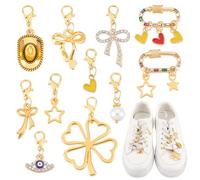 AHANDMAKER 11 Stück Goldene Schnürsenkel Charms Metall Schuhe Dekoration Charms Schuhclips Für Sneakers Sandalen Anstecker Maschenmarkierer Hochzeit Schmuck DIY Basteln 22~40mm
