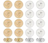AHANDMAKER 20 Stück Vintage Knöpfe Rund Retro Goldfarben Metall Rosen Blumenmuster Metall Emaille Anzugknopf Rose Nähknöpfe Mit Schaft Für Damen Kleider Mäntel Anzüge Strickjacken