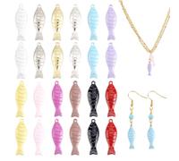AHANDMAKER 24 Stück Bunte Fisch Anhänger für Schmuck Herstellung | Sprühbemalte Marine Perlen Anhänger, See Tier Glücks Anhänger, Glücks Fisch Anhänger für Halskette, Armband, DIY Bastel