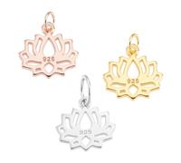 AHANDMAKER 3 Stück 925 Lotus Anhänger Aus Sterlingsilber. Hohle Blumenanhänger Mit Biegeringen Blumenmuster Baumelnder Charm Für Die Schmuckherstellung DIY Halskette Armband