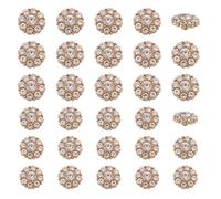 AHANDMAKER 30 Stück Goldene Strassknöpfe Blumen Strass Ösenknöpfe Zum Aufnähen Auf Kleidungsknöpfe Kristallverzierungen Für Mäntel Kleiderdekoration 12/15/18mm