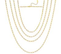 AHANDMAKER 4 Stück Goldene Halsketten Mit Büroklammerkette 4 Größe 15/17/19/23 Zoll Edelstahl Layering Stacks Halsketten Für Frauen Trendy Fashion Aesthetic Schmuck Geschenk