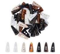 AHANDMAKER 42 Stück Knebelknöpfe Aus Kunstharz 7 Farben Hornzahnform Kunstharzknöpfe Mit Zwei Löchern Für DIY Kleidung Nähen Basteln Dekorative Pullover Mäntel 31mm Lang