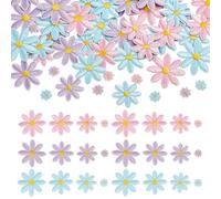 AHANDMAKER 60 Stück 4 Größen Gänseblümchen Aufnäher Zum Aufbügeln Florale Stickerei Applikationen Gänseblümchen Aufnäher Zum Aufnähen Für T Shirts Kleidung DIY Accessoires Dekoration