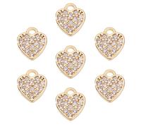AHANDMAKER 7 Stück 14K Vergoldete Micro Pave Herz Anhänger Mit Zirkonia Liebes Anhänger In Herzform Pavé Kristall Zubehör Für Die Herstellung von Ohrringen Und Halsketten