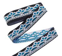 AHANDMAKER 7m Vintage Jacquard Band Geometrischer Gurtband Gewebter Besatz Ethnischer Bänder 33mm Blau Bestickter Borte Besatz für Nähen Verzierung Handwerk Geschenk Verpackung Tasche Kleidung Dekor