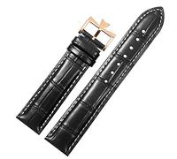 AHGDDA 19mm 20mm 21mm 22mm Echtleder Uhrenarmband Ersatz für Vacheron Constantin Patrimony VC Schwarz Blau Braun Rindslederarmband(Black white-rosegold,21mm)