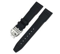 AHGDDA 20 mm 21 m Echtleder-Uhrenarmband für IWC Portofino Pilotenuhren IW3777, Nylon, grün, blau, schwarz, Rindslederarmband(Black Folding,20mm)