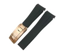 AHGDDA 20mm 21mm 22mm Gummi-Armband passend für Rolex Submariner GMT Master Daytona Silikonarmband schwarzes Uhrenarmband(Black rose gold,20mm)