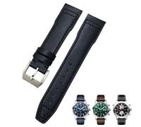 AHGDDA 21 mm 20 mm Rindsleder-Armband, passend für IWC-Fliegeruhren, Portugieser-Armbänder, blaues Uhrenarmband-Zubehör, Herren-Werkzeug(Black black Pin,20mm)
