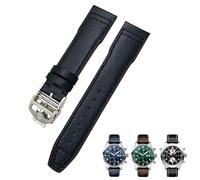 AHGDDA 21 mm 20 mm Rindsleder-Armband, passend für IWC-Fliegeruhren, Portugieser-Armbänder, blaues Uhrenarmband-Zubehör, Herren-Werkzeug(Black black Folding,20mm)