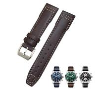 AHGDDA 21 mm 20 mm Rindsleder-Armband, passend für IWC-Fliegeruhren, Portugieser-Armbänder, blaues Uhrenarmband-Zubehör, Herren-Werkzeug(Brown white Pin,21mm)