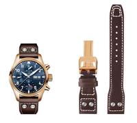 AHGDDA 21mm 22mm Echtleder Uhrenarmband für IWC Big Pilot Flamethrower Little Prince Mark Strap Willow Nail Armband(Brown rose buckle,22mm)