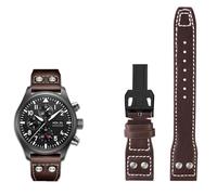 AHGDDA 21mm 22mm Echtleder Uhrenarmband für IWC Big Pilot Flamethrower Little Prince Mark Strap Willow Nail Armband(Brown black buckle,21mm)