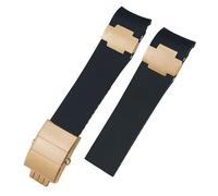 AHGDDA 22-mm-Uhrenarmbänder aus Silikonkautschuk, passend für Ulysse Nardin Diver, Silber-Roségold-Faltschließe, Schwarz-Blau-Uhrenarmband(Black Plain-03)