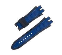 AHGDDA 28mm Schwarz Blau Rot Gelb Nubukleder Gürtel Silikon Uhrenarmband Zubehör Passend für Roger Dubuis Armband für die EXCALIBUR Serie(Blue 6)