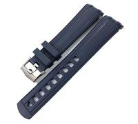 AHGDDA Armband aus Fluor-Silikonkautschuk, 19 mm, 20 mm, 21 mm, passend für Omega Seamaster 300, wasserdichtes Uhrenarmband(Blue silver,21mm)