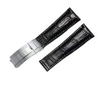 AHGDDA Echtes Lederarmband für Rolex Water Ghost Daytona Yacht Logtype grünes Lederarmband 20 mm Butterfly-Schnalle Uhrenarmband(Black Yellow,21mm)