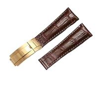 AHGDDA Echtes Lederarmband für Rolex Water Ghost Daytona Yacht Logtype grünes Lederarmband 20 mm Butterfly-Schnalle Uhrenarmband(Yellow,21mm)