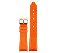 AHGDDA Gummiarmband für Tudor Black Bay GMT Uhrenarmband, gebogenes Ende, Faltschließe, Schwarz, Blau, Rot, 22 mm Armband(Orange-gold pin)