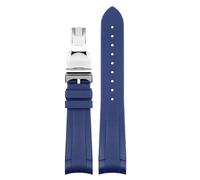 AHGDDA Gummiarmband für Tudor Black Bay GMT Uhrenarmband, gebogenes Ende, Faltschließe, Schwarz, Blau, Rot, 22 mm Armband(Blue-SR fold)