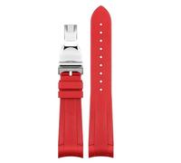 AHGDDA Gummiarmband für Tudor Black Bay GMT Uhrenarmband, gebogenes Ende, Faltschließe, Schwarz, Blau, Rot, 22 mm Armband(Red-SR fold)