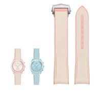 AHGDDA NEUES Gummi-Silikon-Armband für Omega X Swatch Joint MoonSwatch Celestial Sports 20-mm-Uhrenarmband mit gebogenem Ende(Pink)